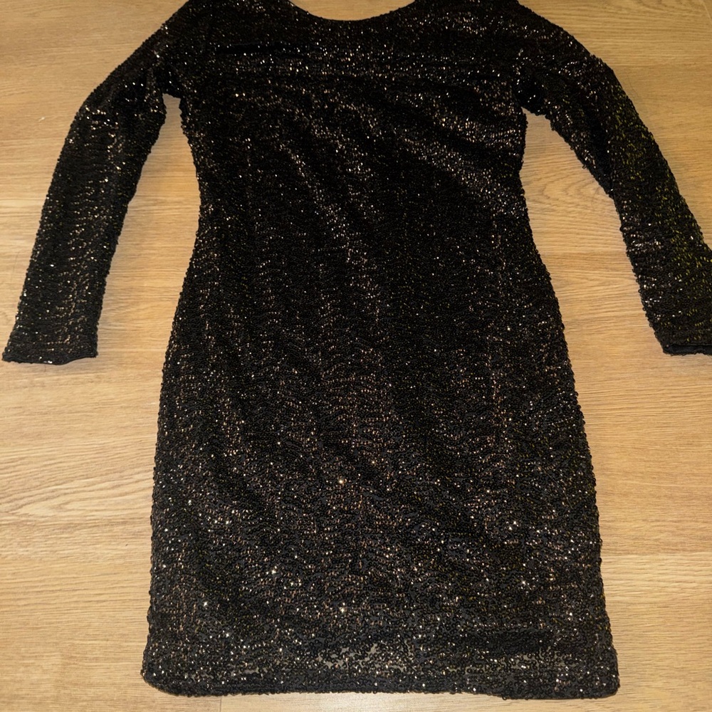 H&M Black Long Sleeve Sequin Dress